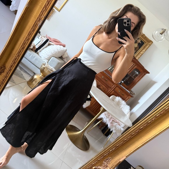 Monday Swimwear Dresses & Skirts - Monday Swimwear Black Maxi Skirt coverup with Side Slit